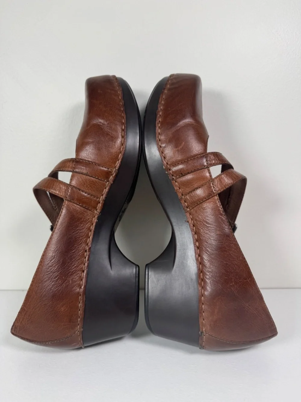 Dansko Tina Brown Leather Mary Jane Ortho Wedge Comfort Shoes | Size 41